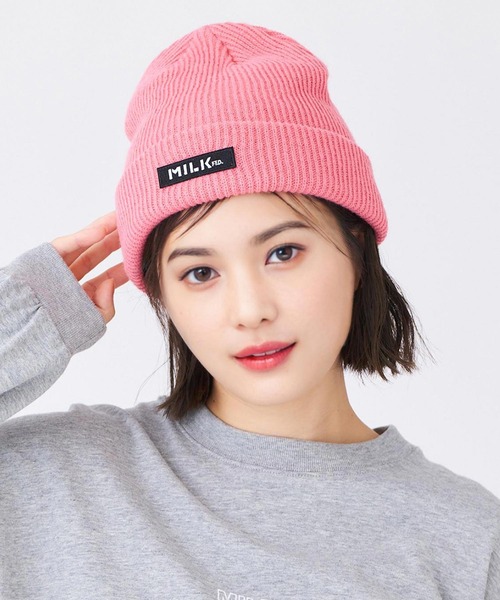MILKFED.(ミルクフェド)の「BAR BASIC KNIT CAP(ニットキャップ/ビーニー・レディース・オフホワイト/ブラック/ライトピンク/レッド・ONE SIZE)」の1枚目の写真