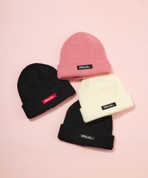 MILKFED.(ミルクフェド)の「BAR BASIC KNIT CAP(ニットキャップ/ビーニー・レディース・オフホワイト/ブラック/ライトピンク/レッド・ONE SIZE)」の5枚目の写真