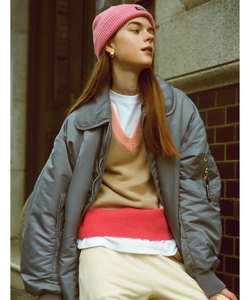 MILKFED.(ミルクフェド)の「BAR BASIC KNIT CAP(ニットキャップ/ビーニー・レディース・オフホワイト/ブラック/ライトピンク/レッド・ONE SIZE)」の13枚目の写真