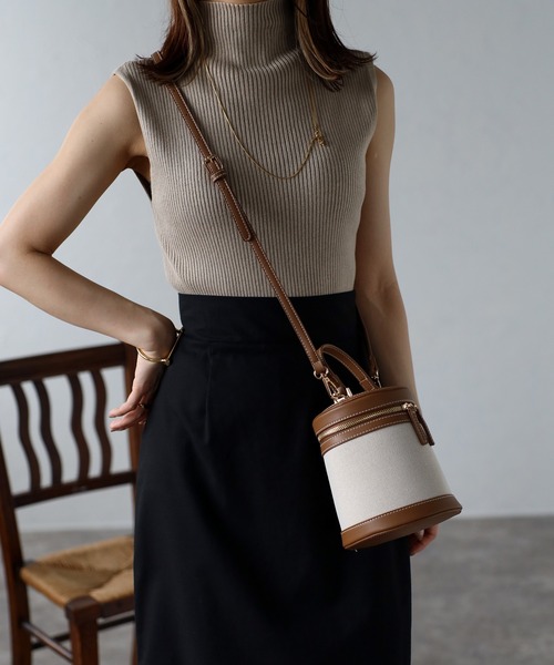 Bonjour Sagan（ボンジュールサガン）の「バイカラーバケツバッグ（ハンドバッグ・レディース・ブラック/ブラウン・FREE）」の5枚目の写真