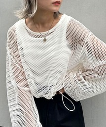 INGNI | 裾ドロストメッシュプルオーバー／A(その他トップス)