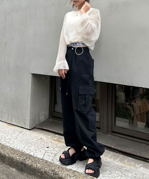 INGNI(イング)の「裾ドロストメッシュプルオーバー/A(その他トップス・レディース・アイボリー/ブラック・M)」の13枚目の写真