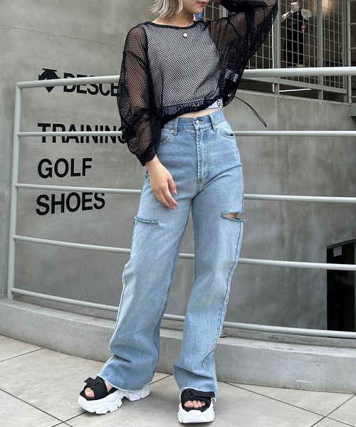 INGNI(イング)の「裾ドロストメッシュプルオーバー/A(その他トップス・レディース・アイボリー/ブラック・M)」の6枚目の写真