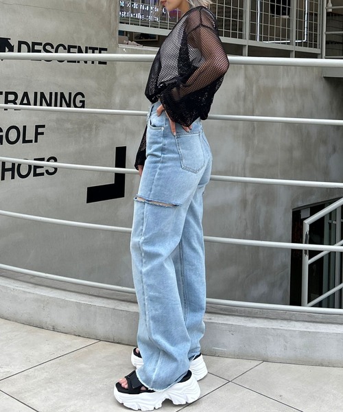 INGNI(イング)の「裾ドロストメッシュプルオーバー/A(その他トップス・レディース・アイボリー/ブラック・M)」の10枚目の写真