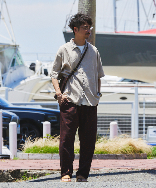 JOURNAL STANDARD relume（ジャーナルスタンダード　レリューム）の「ダイヤリーフ ジャガードジャージーパンツ（その他パンツ・メンズ・ブラック/ボルドー・MEDIUM/LARGE/SMALL）」の3枚目の写真