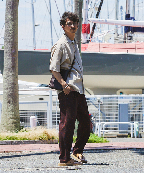 JOURNAL STANDARD relume（ジャーナルスタンダード　レリューム）の「ダイヤリーフ ジャガードジャージーパンツ（その他パンツ・メンズ・ブラック/ボルドー・MEDIUM/LARGE/SMALL）」の7枚目の写真