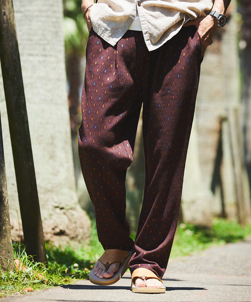 JOURNAL STANDARD relume（ジャーナルスタンダード　レリューム）の「ダイヤリーフ ジャガードジャージーパンツ（その他パンツ・メンズ・ブラック/ボルドー・MEDIUM/LARGE/SMALL）」の11枚目の写真
