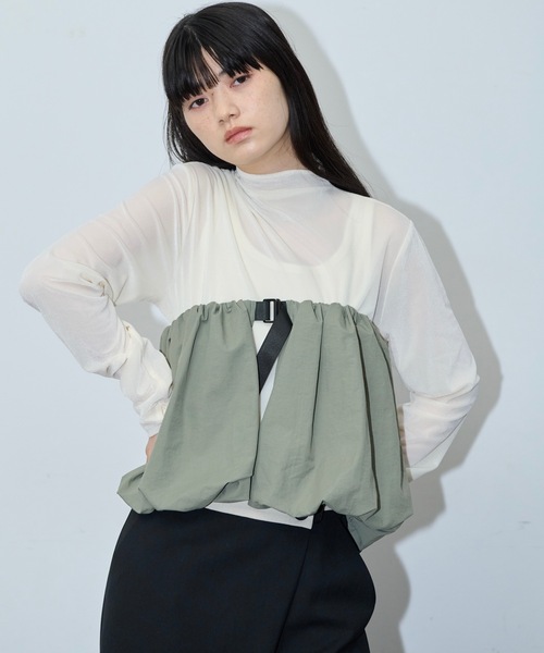 THE YOn（ザヨン）の「シアーベロアフィンガーホールトップス（Tシャツ/カットソー・レディース・ターコイズブルー/ブラック/アイボリー/コーラルピンク/グレイッシュベージュ・FREE）」の11枚目の写真
