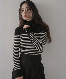 rectangle | ボーダーリブタートルニット(ニット/セーター)