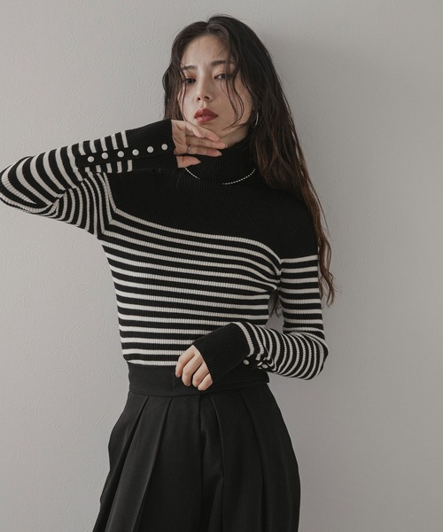 美品□ アパルトモン Border タートルネックニット ドゥーズィエム  