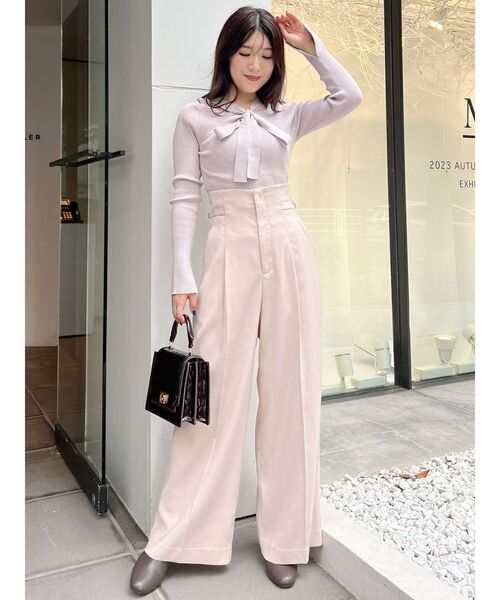 MERCURYDUO（マーキュリーデュオ）の「2WAYワイドリボンニットプルオーバー（ニット/セーター・レディース・チャコールグレー/オフホワイト/ラベンダー・FREE）」の14枚目の写真