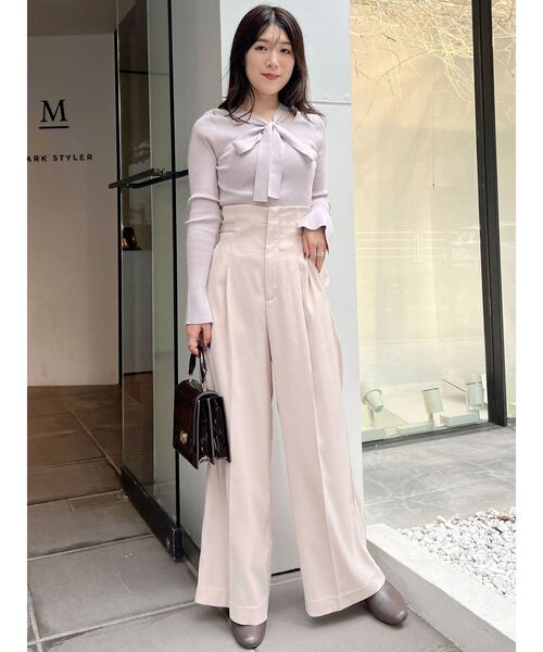 MERCURYDUO（マーキュリーデュオ）の「2WAYワイドリボンニットプルオーバー（ニット/セーター・レディース・チャコールグレー/オフホワイト/ラベンダー・FREE）」の15枚目の写真