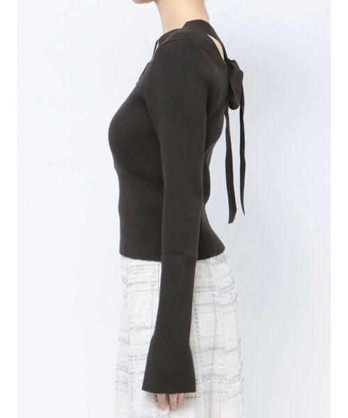 MERCURYDUO（マーキュリーデュオ）の「2WAYワイドリボンニットプルオーバー（ニット/セーター・レディース・チャコールグレー/オフホワイト/ラベンダー・FREE）」の18枚目の写真