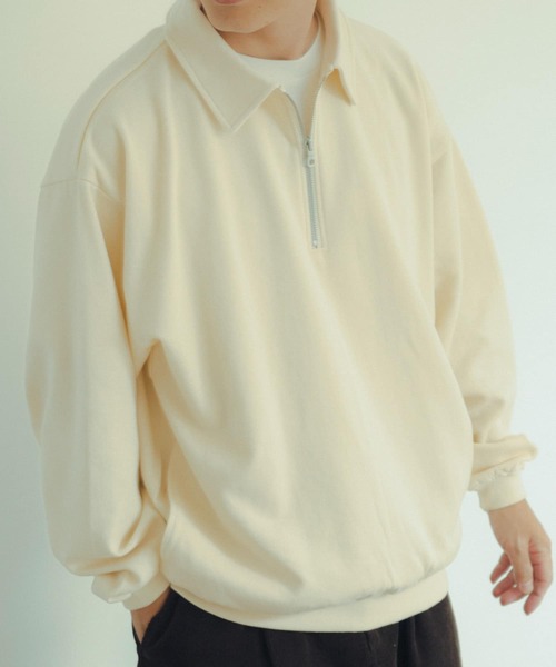 ITEMS URBANRESEARCH（アイテムズ アーバンリサーチ）の「ハーフジップ スウェットプルオーバー（スウェット・メンズ・カーキ/ブラック/オフホワイト/グレー・MEDIUM/LARGE）」の2枚目の写真