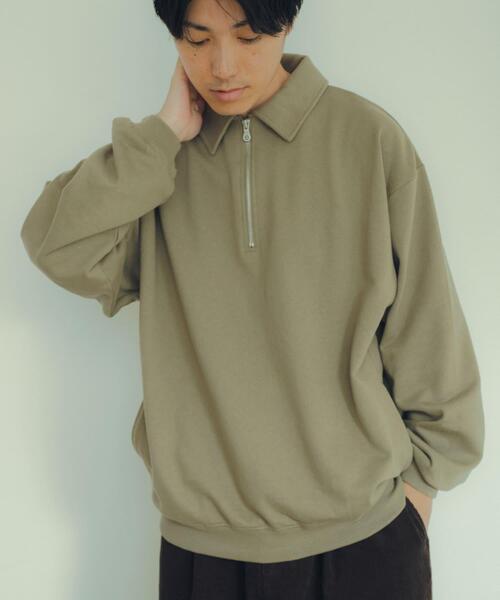 ITEMS URBANRESEARCH（アイテムズ アーバンリサーチ）の「ハーフジップ スウェットプルオーバー（スウェット・メンズ・カーキ/ブラック/オフホワイト/グレー・MEDIUM/LARGE）」の6枚目の写真
