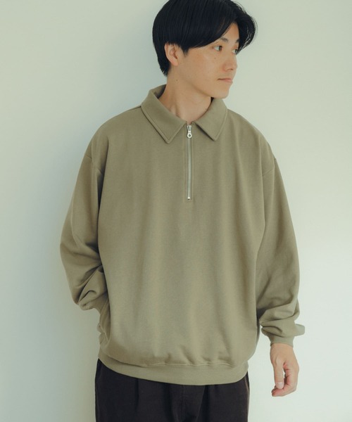 ITEMS URBANRESEARCH（アイテムズ アーバンリサーチ）の「ハーフジップ スウェットプルオーバー（スウェット・メンズ・カーキ/ブラック/オフホワイト/グレー・MEDIUM/LARGE）」の17枚目の写真