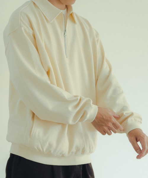 ITEMS URBANRESEARCH（アイテムズ アーバンリサーチ）の「ハーフジップ スウェットプルオーバー（スウェット・メンズ・カーキ/ブラック/オフホワイト/グレー・MEDIUM/LARGE）」の18枚目の写真