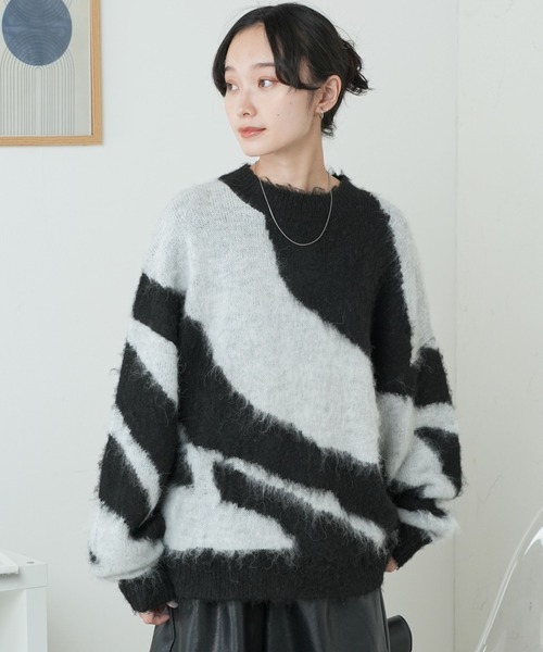 WEGO（ウィゴー）の「WEGO/ガラニットプルオーバー（ニット/セーター・レディース・サックスブルー/ブラック・FREE）」の9枚目の写真