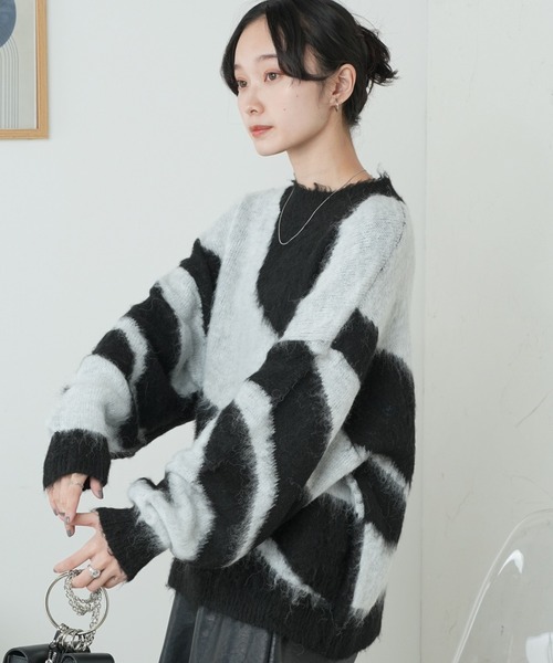 WEGO（ウィゴー）の「WEGO/ガラニットプルオーバー（ニット/セーター・レディース・サックスブルー/ブラック・FREE）」の10枚目の写真