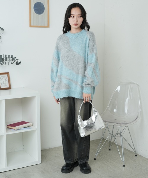 WEGO（ウィゴー）の「WEGO/ガラニットプルオーバー（ニット/セーター・レディース・サックスブルー/ブラック・FREE）」の15枚目の写真