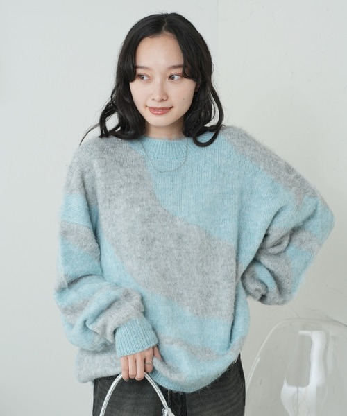 WEGO（ウィゴー）の「WEGO/ガラニットプルオーバー（ニット/セーター・レディース・サックスブルー/ブラック・FREE）」の12枚目の写真