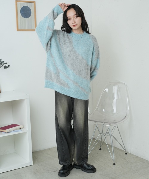 WEGO（ウィゴー）の「WEGO/ガラニットプルオーバー（ニット/セーター・レディース・サックスブルー/ブラック・FREE）」の14枚目の写真