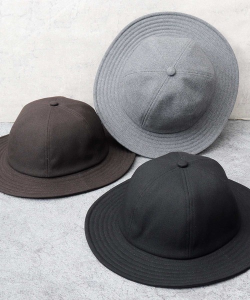日本製 ホップサック フラット ミドルブリム つば広 メトロハット