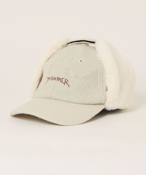 THRASHER(スラッシャー)の「GONZ LOGO YOUTH FLIGHT CAP/スラッシャーキッズフライトキャップ(帽子)(キャップ・キッズ・オフホワイト/ベージュ/ベージュ系その他・55cm)」の2枚目の写真