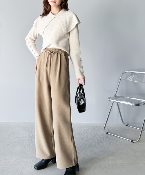 classicalelf(クラシカルエルフ)の「プラスワンでトレンド感高まる。光沢リップルリラックスパンツ(その他パンツ・レディース・ベージュ系その他/ブラック・SMALL/MEDIUM/LARGE/X-LARGE)」の6枚目の写真