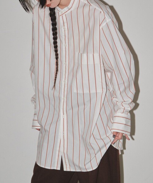 TODAYFUL（トゥデイフル）の「【TODAYFUL/トゥデイフル】ストライプオーバーシャツ（シャツ/ブラウス・レディース・ダークグレー/ホワイト・FREE）」の4枚目の写真