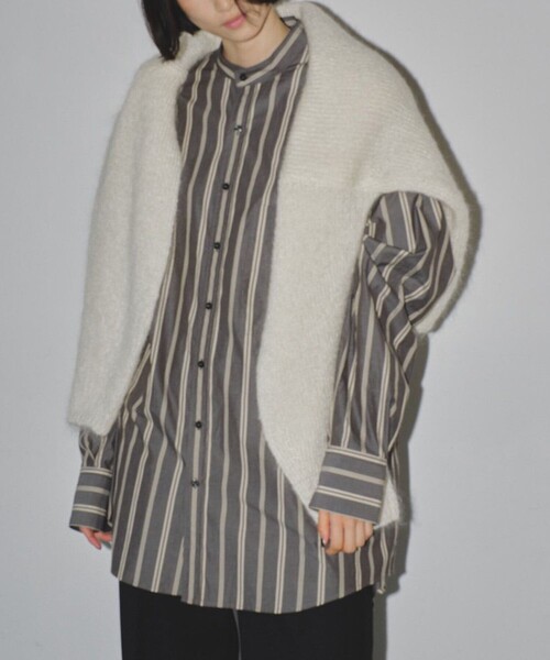 TODAYFUL（トゥデイフル）の「【TODAYFUL/トゥデイフル】ストライプオーバーシャツ（シャツ/ブラウス・レディース・ダークグレー/ホワイト・FREE）」の8枚目の写真