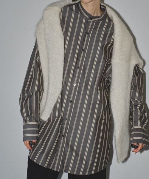 TODAYFUL（トゥデイフル）の「【TODAYFUL/トゥデイフル】ストライプオーバーシャツ（シャツ/ブラウス・レディース・ダークグレー/ホワイト・FREE）」の9枚目の写真