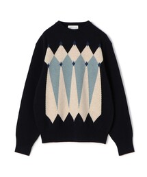 TOMORROWLAND TRICOT ラムウール アーガイル クルーネックプルオーバー