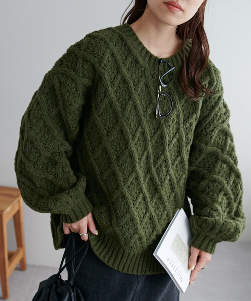 WEB限定】ビックスリーブケーブルニット（ニット/セーター）｜DISCOAT