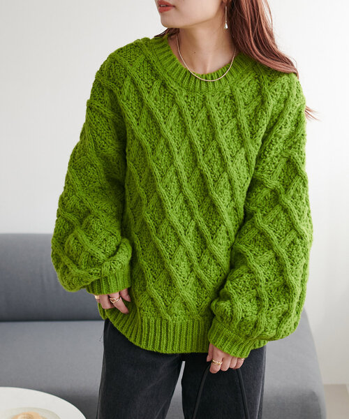 WEB限定】ビックスリーブケーブルニット（ニット/セーター）｜DISCOAT