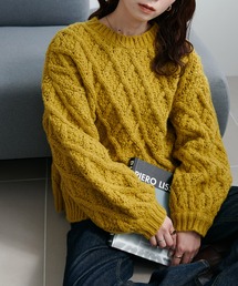 【WEB限定】ビックスリーブケーブルニット