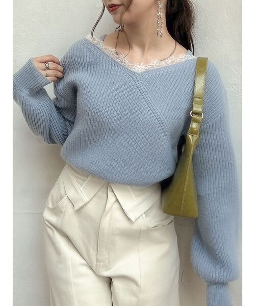 kolor トップス　新品 セール】レースレイヤードオーバーニットトップス（ニット