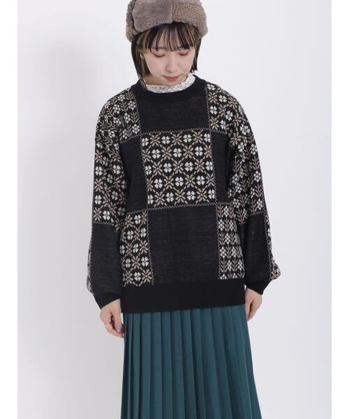 【初回限定】 Samansa Mos2（サマンサ モスモス）の「パネルジャカードニット トップス