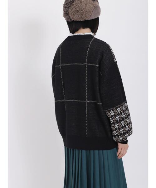 Samansa Mos2（サマンサ モスモス）の「パネルジャカードニット（ニット/セーター・レディース・ベージュ/オフホワイト/ブラック・F）」の13枚目の写真