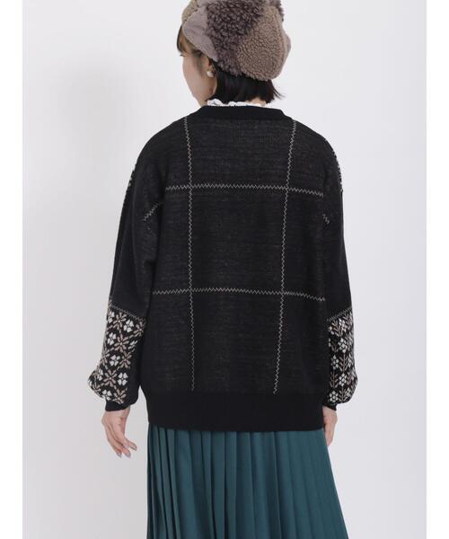 Samansa Mos2（サマンサ モスモス）の「パネルジャカードニット（ニット/セーター・レディース・ベージュ/オフホワイト/ブラック・F）」の14枚目の写真