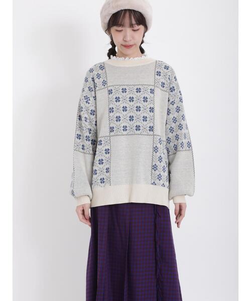 Samansa Mos2（サマンサ モスモス）の「パネルジャカードニット（ニット/セーター・レディース・ベージュ/オフホワイト/ブラック・F）」の16枚目の写真