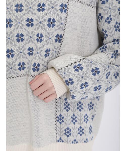 Samansa Mos2（サマンサ モスモス）の「パネルジャカードニット（ニット/セーター・レディース・ベージュ/オフホワイト/ブラック・F）」の21枚目の写真