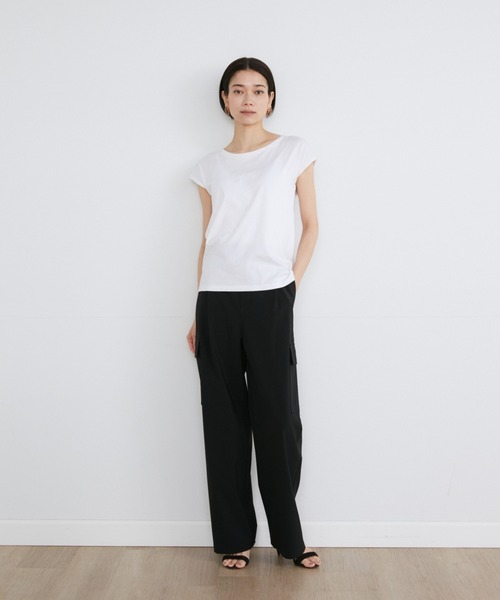 INED(イネド)の「スビン綿MIX天竺フレンチスリーブTシャツ《A-GIRL’S 》(Tシャツ/カットソー・レディース・ブラック/ライトパープル/ネイビー/ホワイト・9号/11号)」の7枚目の写真