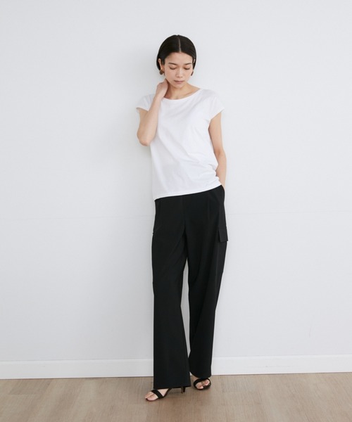 INED(イネド)の「スビン綿MIX天竺フレンチスリーブTシャツ《A-GIRL’S 》(Tシャツ/カットソー・レディース・ブラック/ライトパープル/ネイビー/ホワイト・9号/11号)」の8枚目の写真