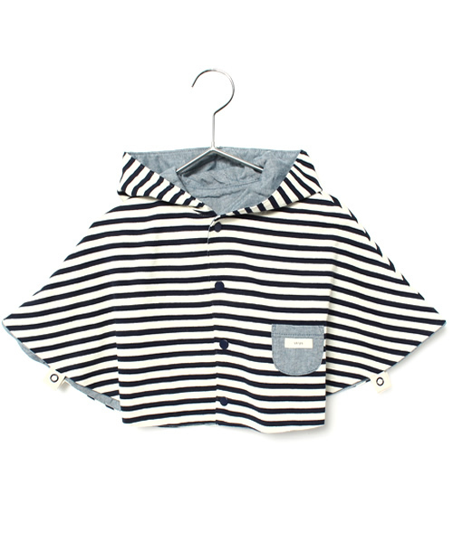 SHIPS（シップス）の「SHIPS KIDS:15FW ボーダー×ダンガリー マント（その他アウター・キッズ・レッド/ネイビー・ONE SIZE）」の2枚目の写真