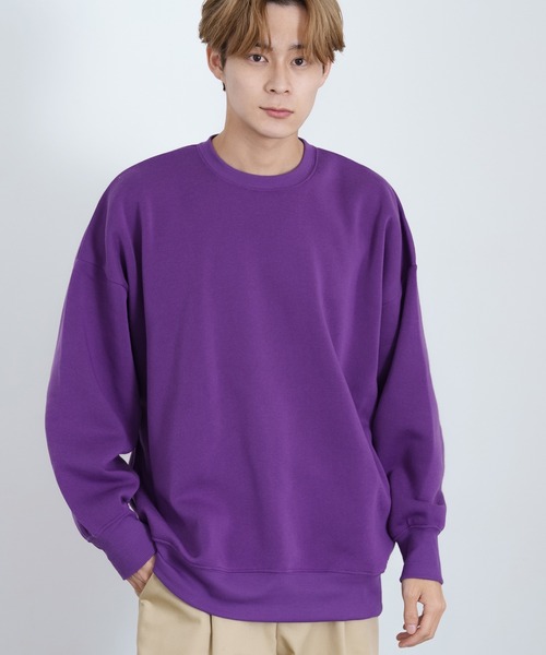 improves(インプローブス)の「裏起毛 無地 ドルマン クルートレーナー(スウェット・メンズ・杢グレー/ブラック/グレイッシュベージュ/パープル/チャコール・LARGE/MEDIUM/X-LARGE)」の5枚目の写真