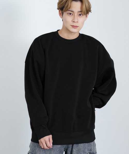 improves(インプローブス)の「裏起毛 無地 ドルマン クルートレーナー(スウェット・メンズ・杢グレー/ブラック/グレイッシュベージュ/パープル/チャコール・LARGE/MEDIUM/X-LARGE)」の2枚目の写真