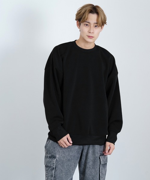 improves(インプローブス)の「裏起毛 無地 ドルマン クルートレーナー(スウェット・メンズ・杢グレー/ブラック/グレイッシュベージュ/パープル/チャコール・LARGE/MEDIUM/X-LARGE)」の6枚目の写真