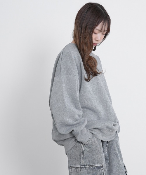 improves(インプローブス)の「裏起毛 無地 ドルマン クルートレーナー(スウェット・メンズ・杢グレー/ブラック/グレイッシュベージュ/パープル/チャコール・LARGE/MEDIUM/X-LARGE)」の9枚目の写真