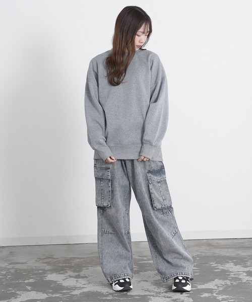 improves(インプローブス)の「裏起毛 無地 ドルマン クルートレーナー(スウェット・メンズ・杢グレー/ブラック/グレイッシュベージュ/パープル/チャコール・LARGE/MEDIUM/X-LARGE)」の11枚目の写真